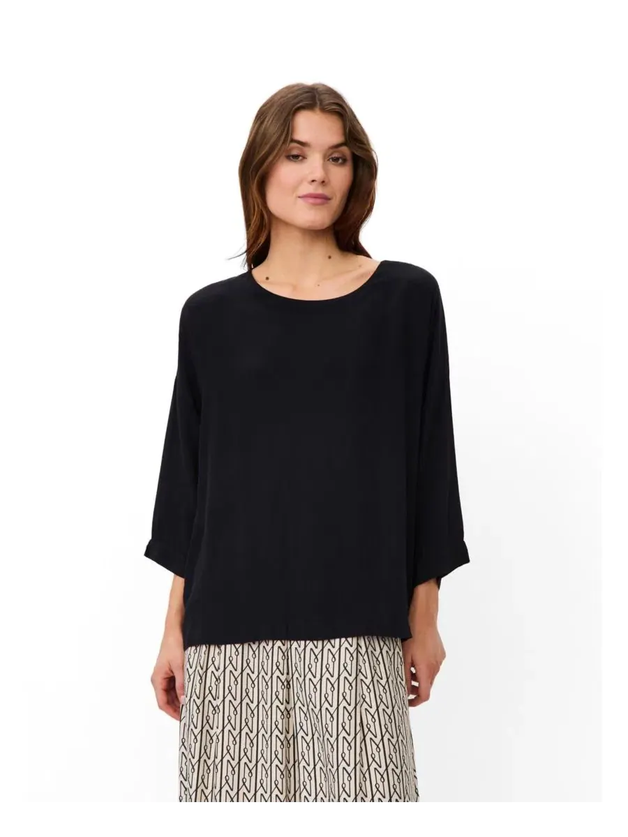Блуза свободного кроя с запахом, 3/4 рукав, с принтом, Mabecca Round Neck Draped Blouse Masai