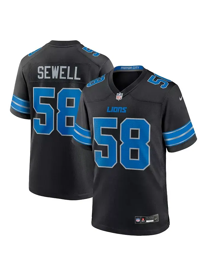 Мужская игровая футболка Penei Sewell Detroit Lions Nike — изображение 1 из 3, черный