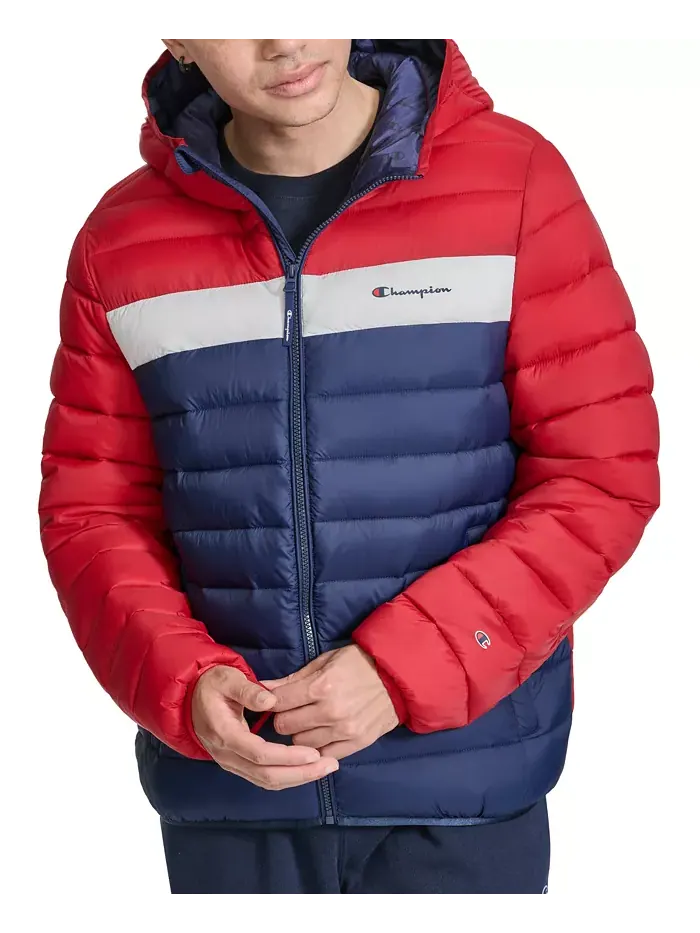 Мужская утепленная куртка с капюшоном Performance Quilted Hooded Jacket Champion — красный