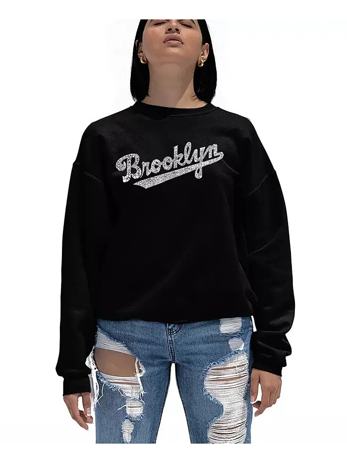 Женская толстовка с круглым вырезом Word Art Brooklyn Neighborhoods LA Pop Art — изображение 1 из 3, черный