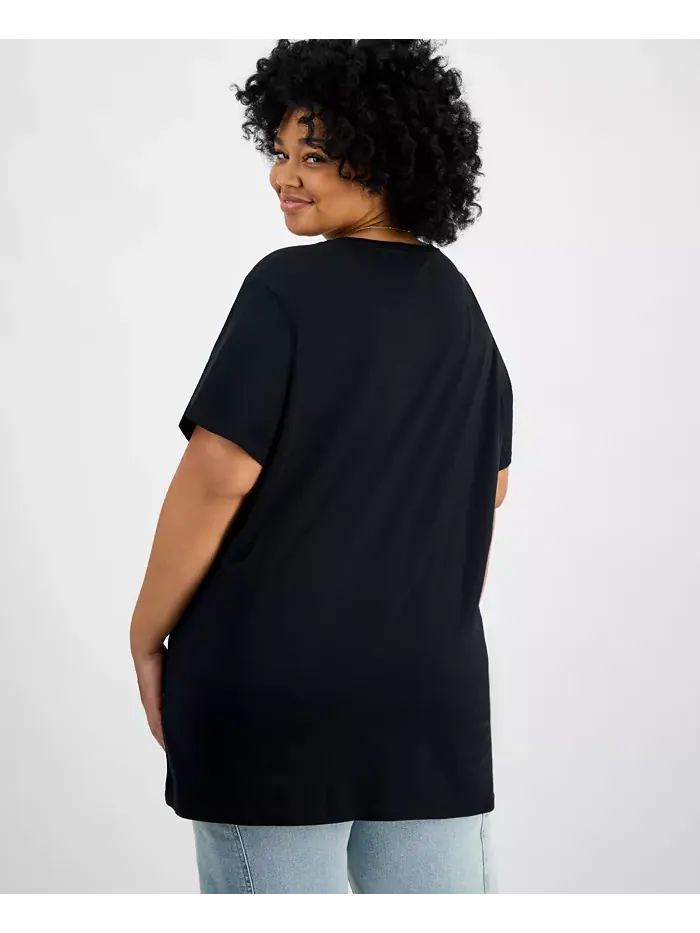 Модная хлопковая футболка с рисунком Уитни Хьюстон больших размеров Hybrid Apparel — изображение 4 из 4, черный