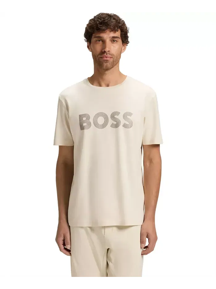 Мужская футболка Pima-Cotton с глянцевым логотипом Hugo Boss — изображение 1 из 4, белый
