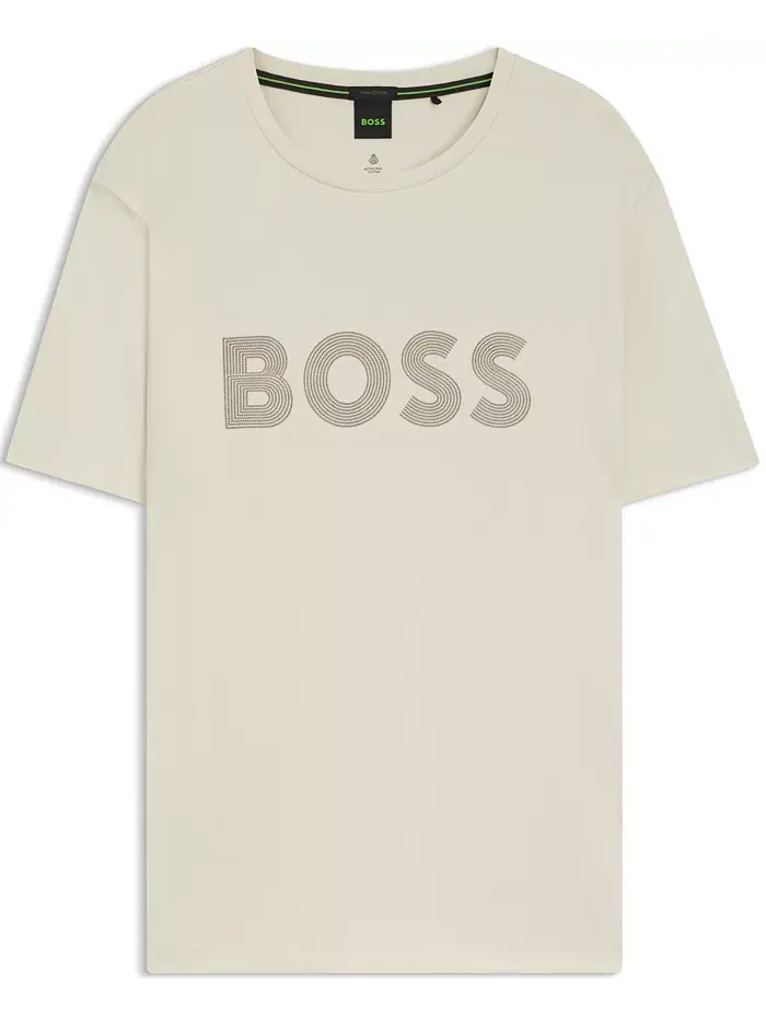 Мужская футболка Pima-Cotton с глянцевым логотипом Hugo Boss — изображение 3 из 4, белый