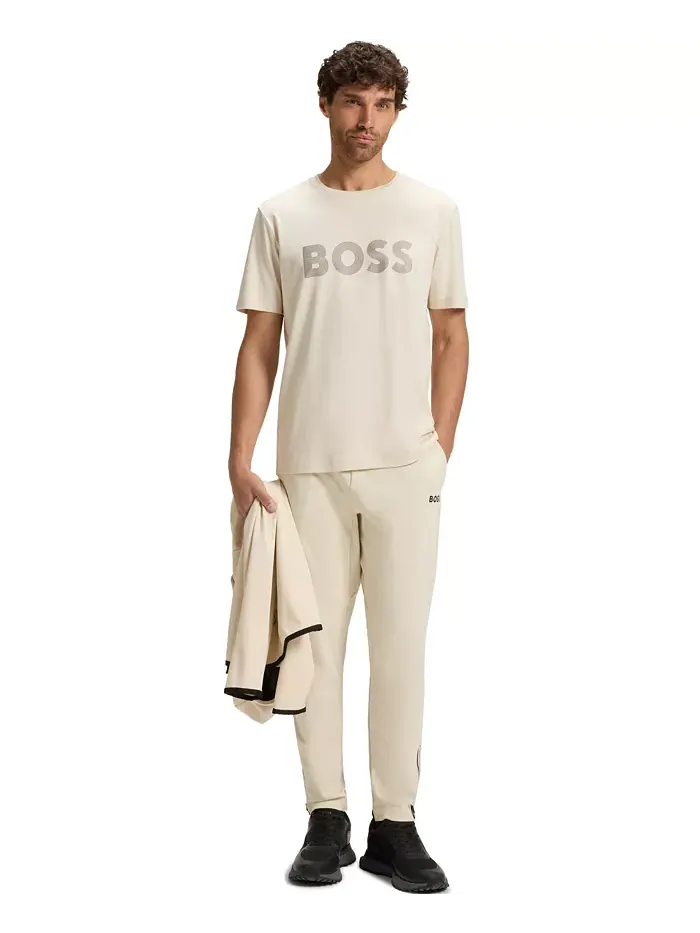 Мужская футболка Pima-Cotton с глянцевым логотипом Hugo Boss — изображение 4 из 4, белый