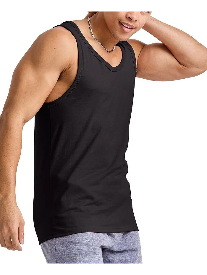Мужская майка Originals Tri-Blend с круглым вырезом Hanes — изображение 3 из 4, черный