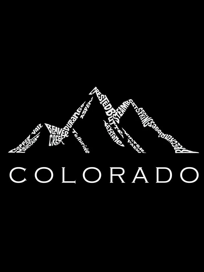 Мужская футболка с длинным рукавом Colorado Ski Towns Word Art LA Pop Art — изображение 3 из 3, черный