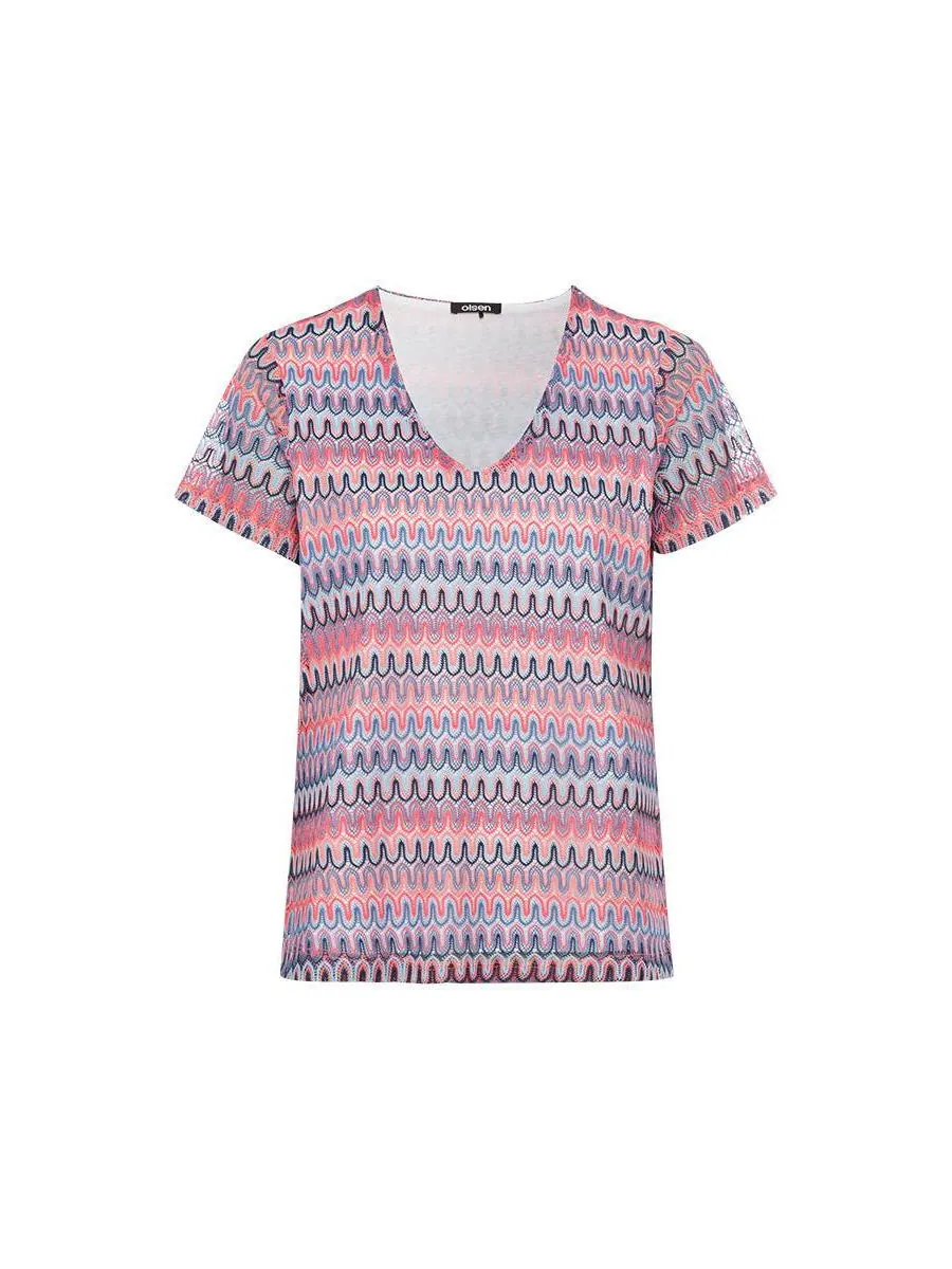 Женская яркая кружевная футболка Olsen — изображение 4 из 5, розовый