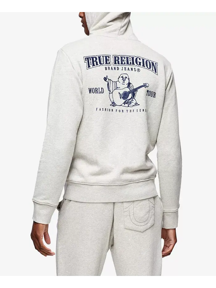 Мужская худи True Religion с логотипом на молнии — изображение 2 из 2, овсяный