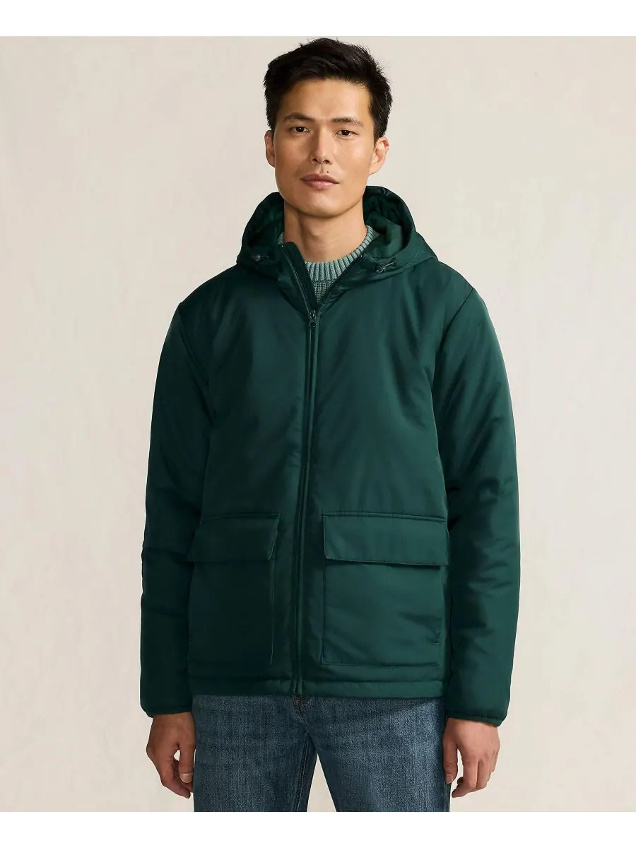 Мужская утепленная куртка с капюшоном FeatherFree Lands' End, Deep pine