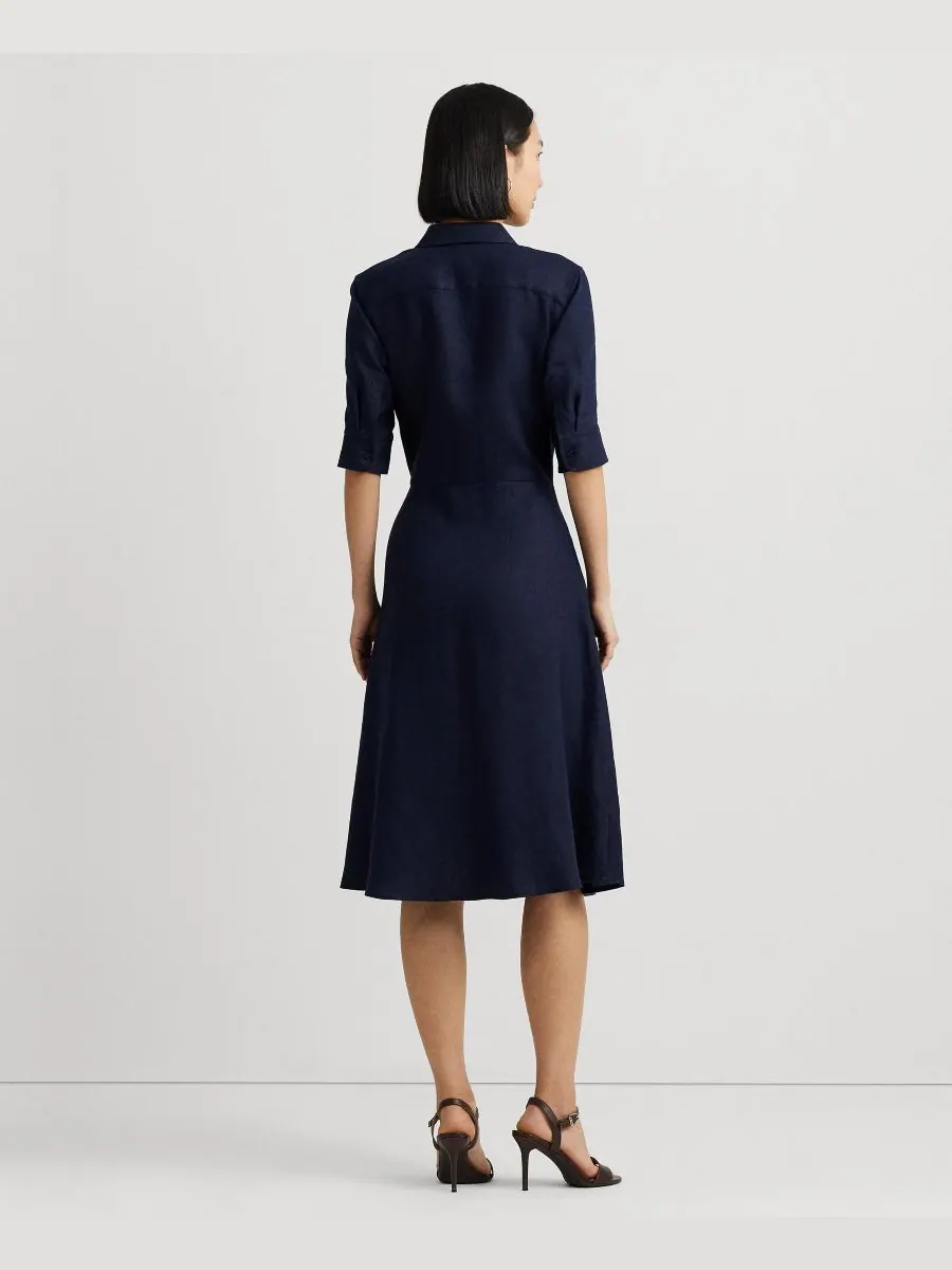 Женское льняное платье-рубашка Lauren Ralph Lauren — изображение 4 из 5, темно-синий