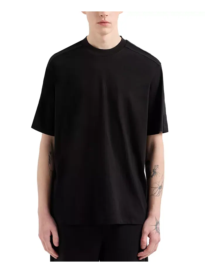 Мужская футболка Regular-Fit с логотипом и контрастной лентой A|X Armani Exchange — изображение 1 из 2, черный