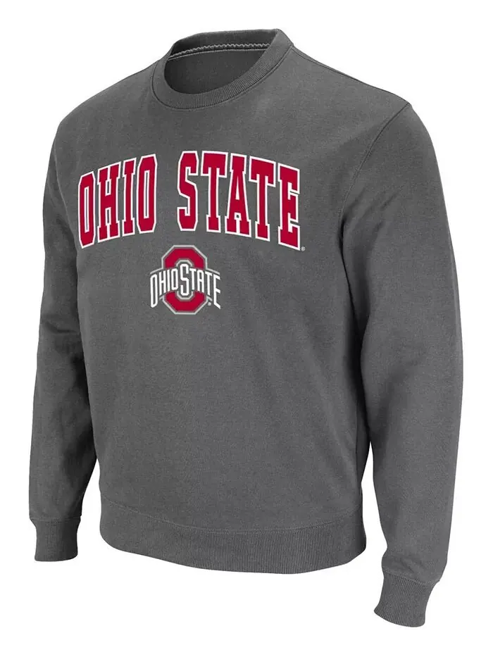 Мужская толстовка-пуловер из твила с логотипом команды Ohio State Buckeyes Colosseum — изображение 3 из 5, темно-серый