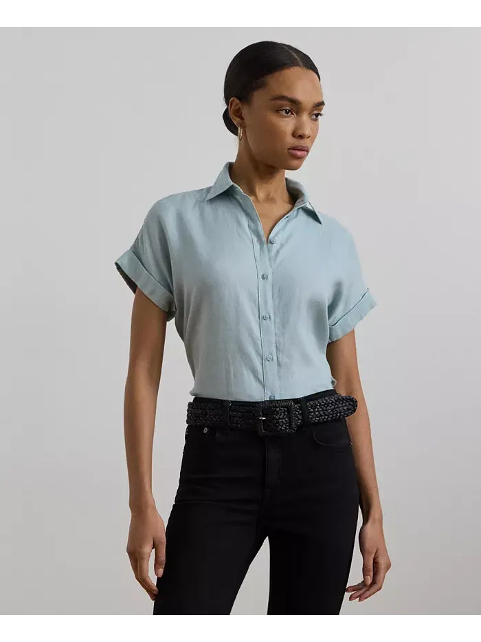 Рубашка с рукавом долман из 100% льна, размеры P/XS-3X Lauren Ralph Lauren — изображение 1 из 1, белый