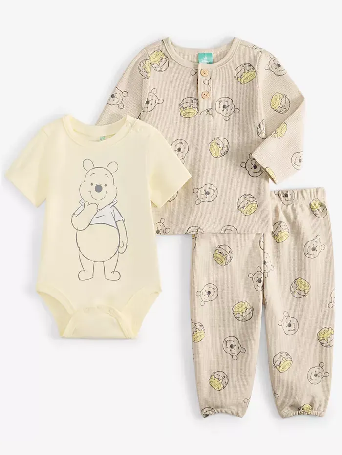 Комплект для мальчиков Baby Boys Winnie-the-Pooh: боди, теплая рубашка-поло и теплые штаны, 3 — изображение 1 из 4, тауп