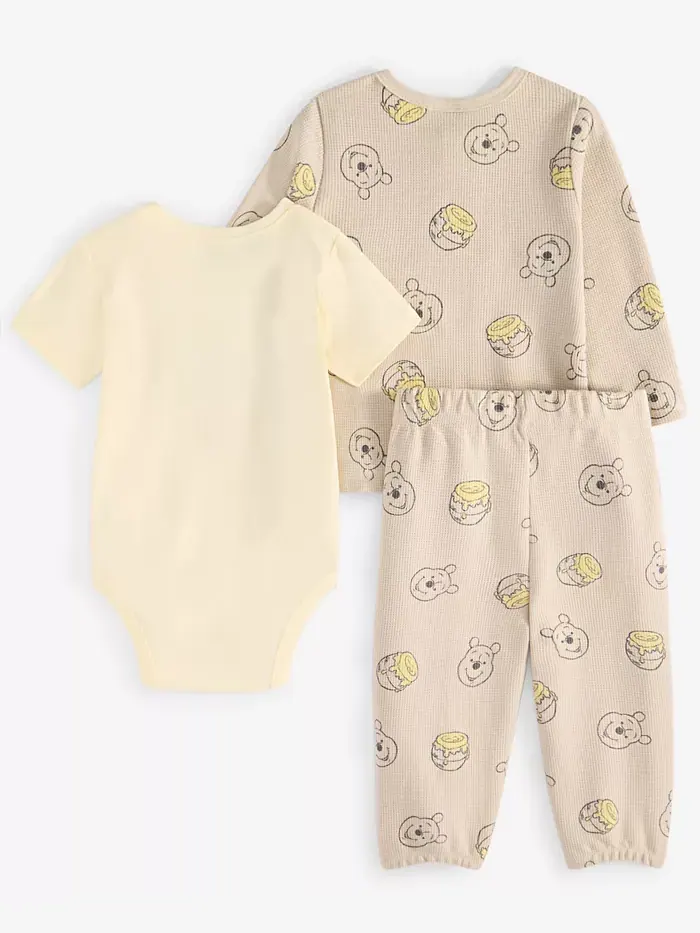 Комплект для мальчиков Baby Boys Winnie-the-Pooh: боди, теплая рубашка-поло и теплые штаны, 3 — изображение 2 из 4, тауп