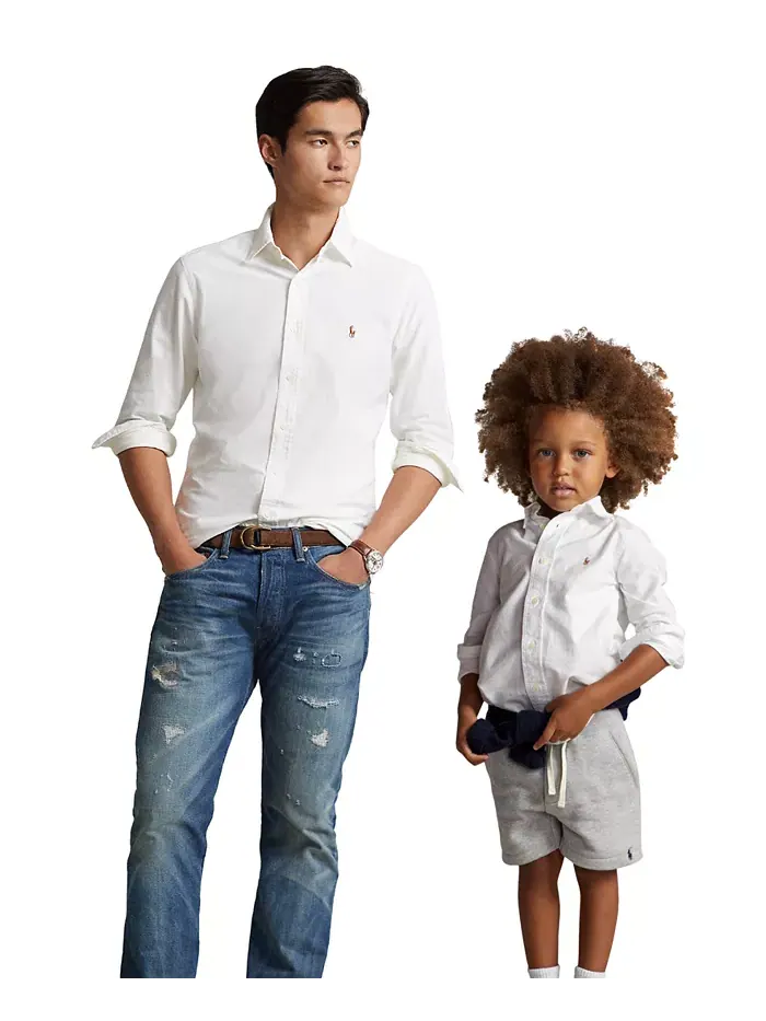 Коллекция мужских и мальчиковых хлопковых рубашек Oxford Polo Ralph Lauren — изображение 1 из 1, белый