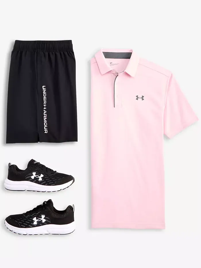 Техническая поло, шорты из ткани и кроссовки Under Armour — изображение 4 из 4, красный