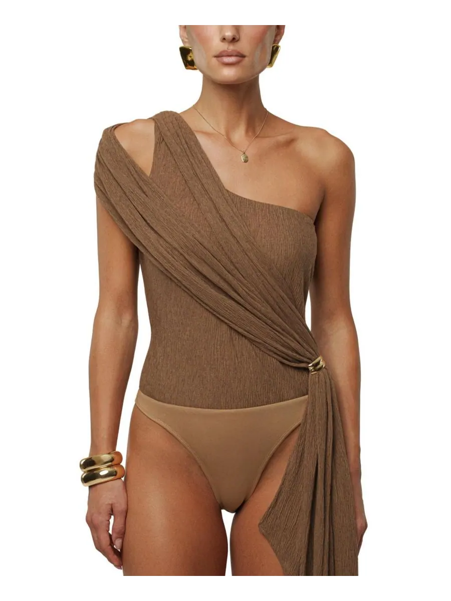 Женский боди Lovina Drape JLUXLABEL — изображение 2 из 9, коричневый