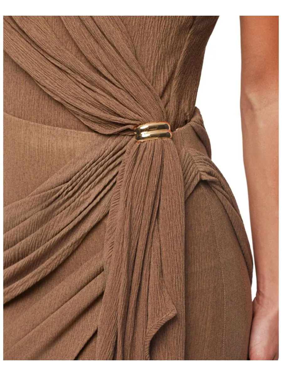 Женский боди Lovina Drape JLUXLABEL — изображение 7 из 9, коричневый