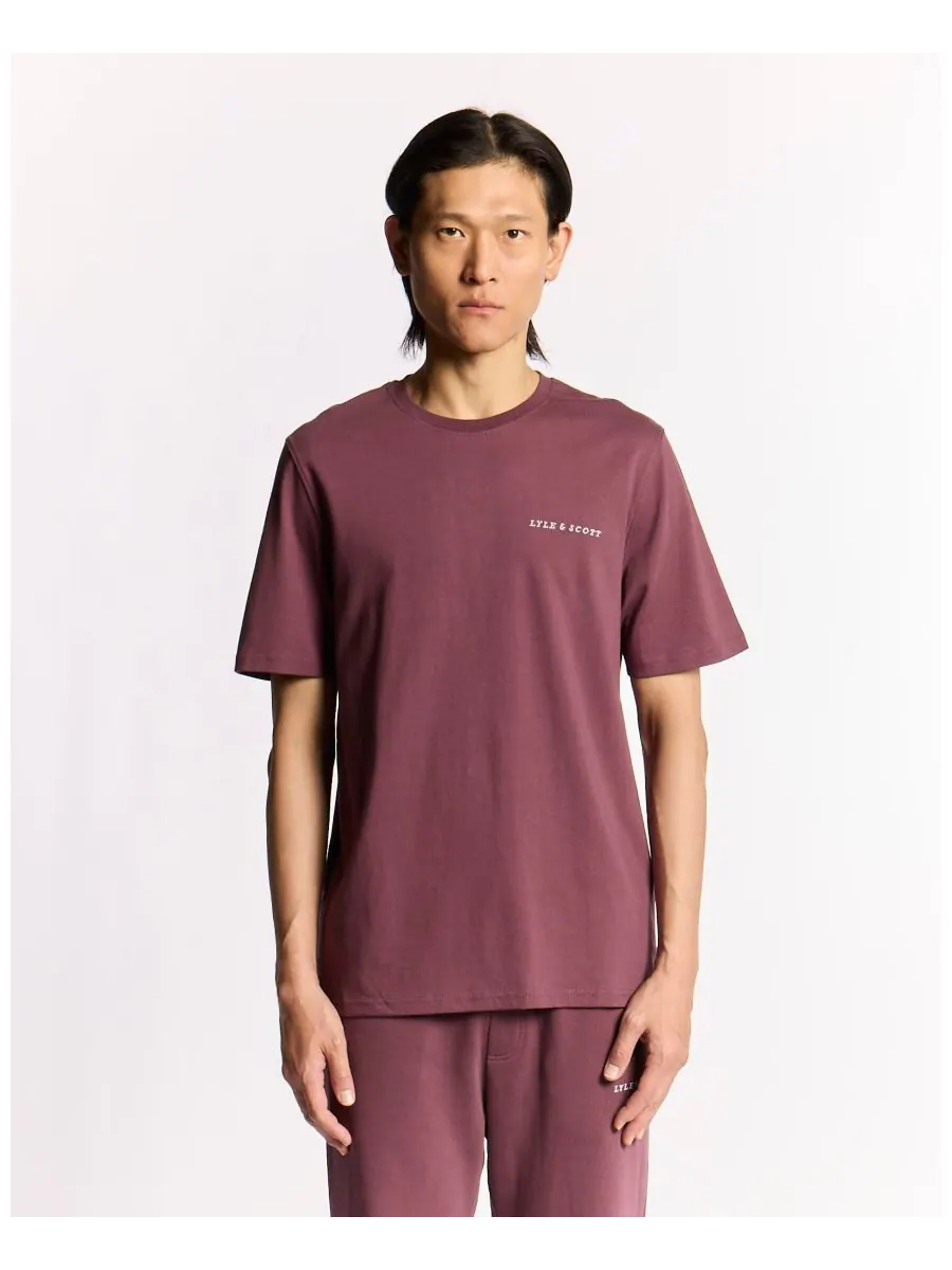 Мужская футболка с длинным рукавом Script Lyle & Scott — изображение 3 из 6, задымленный бордовый