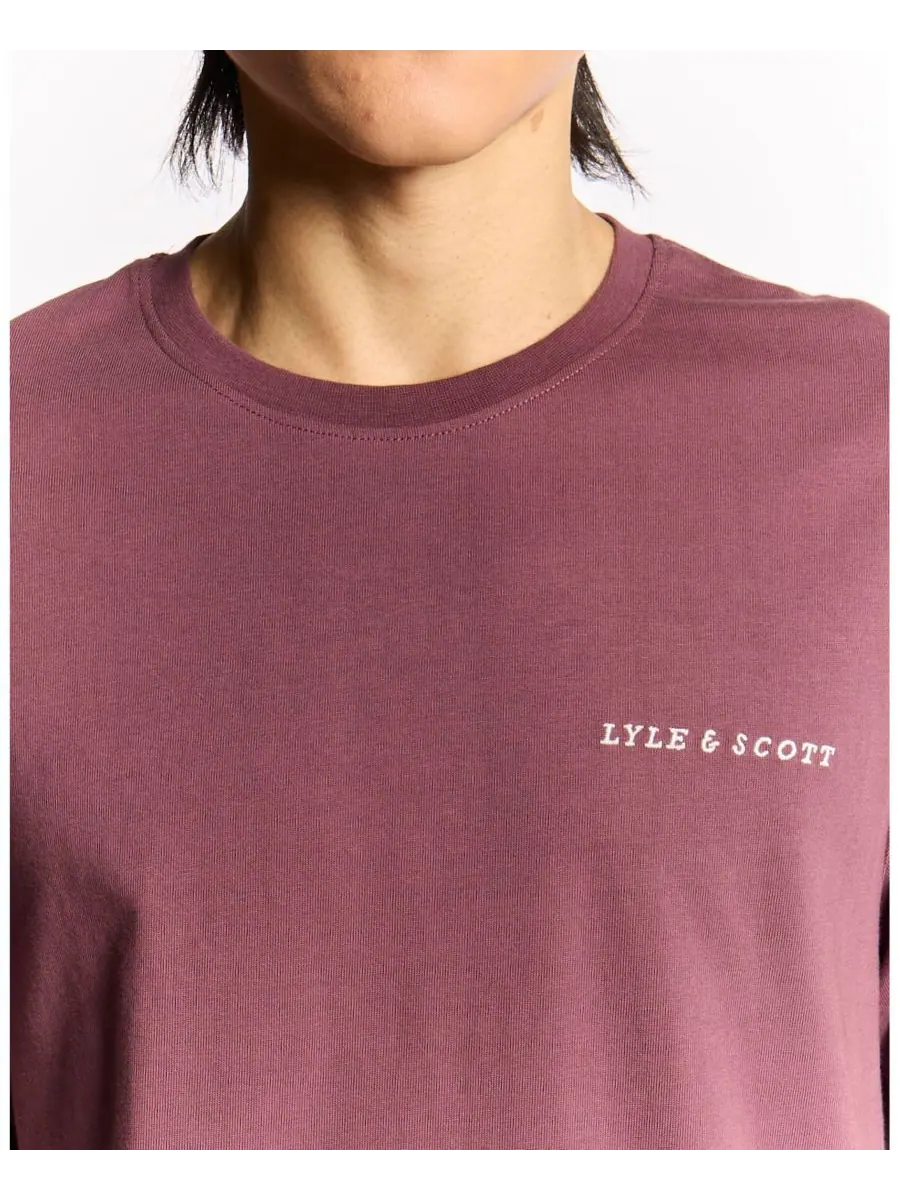 Мужская футболка с длинным рукавом Script Lyle & Scott — изображение 5 из 6, задымленный бордовый