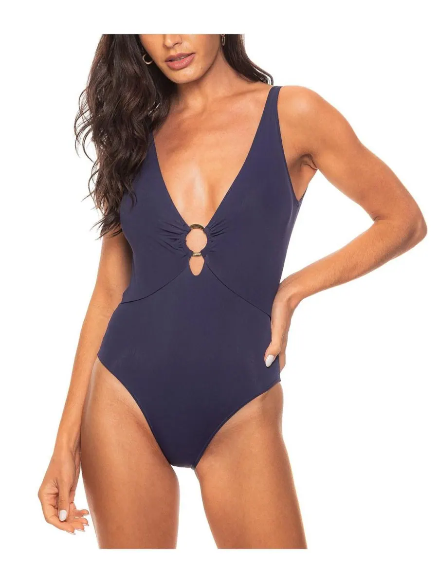 Женский слитный купальник с V-образным вырезом и кольцом Guria Beachwear — синий