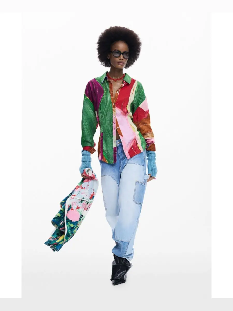 Женская приталенная рубашка с принтом Desigual — изображение 2 из 6, мульти