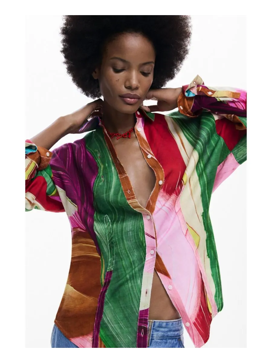 Женская приталенная рубашка с принтом Desigual — изображение 3 из 6, мульти