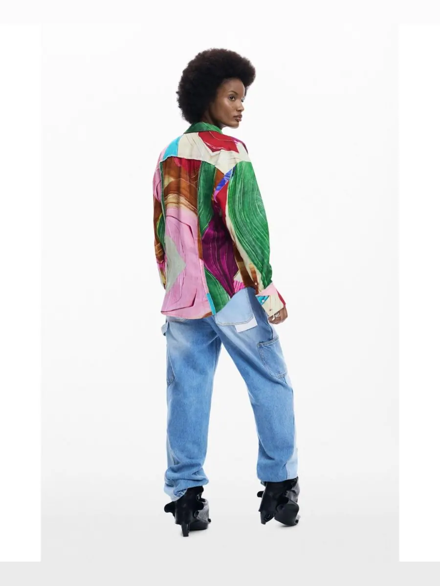 Женская приталенная рубашка с принтом Desigual — изображение 4 из 6, мульти