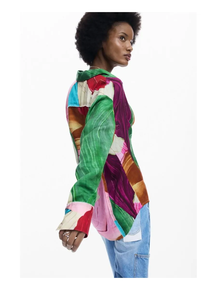 Женская приталенная рубашка с принтом Desigual — изображение 5 из 6, мульти