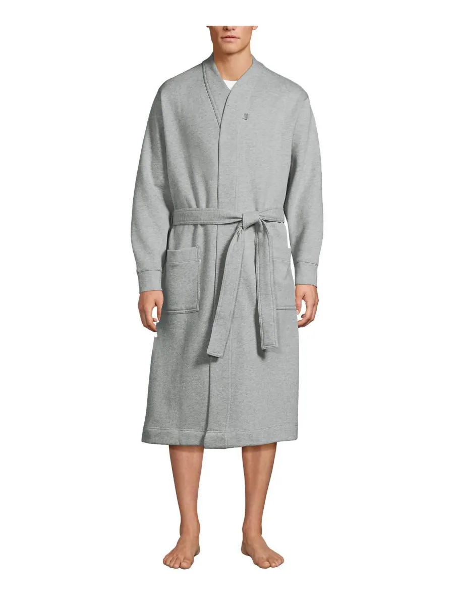 Мужской спортивный халат Serious Sweats длиной до икр Lands' End — изображение 1 из 3, серый