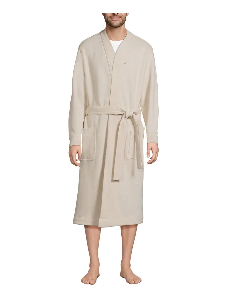 Мужской спортивный халат Serious Sweats длиной до икр Lands' End, Flax heather