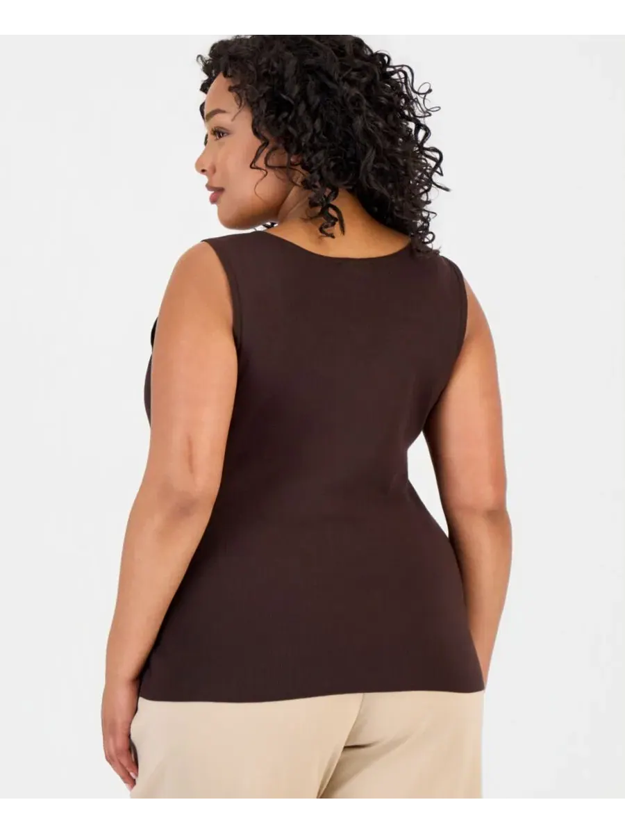 Пуловер без рукавов U-Neck Sleeveless Sweater Tahari ASL — изображение 4 из 4, эспрессо