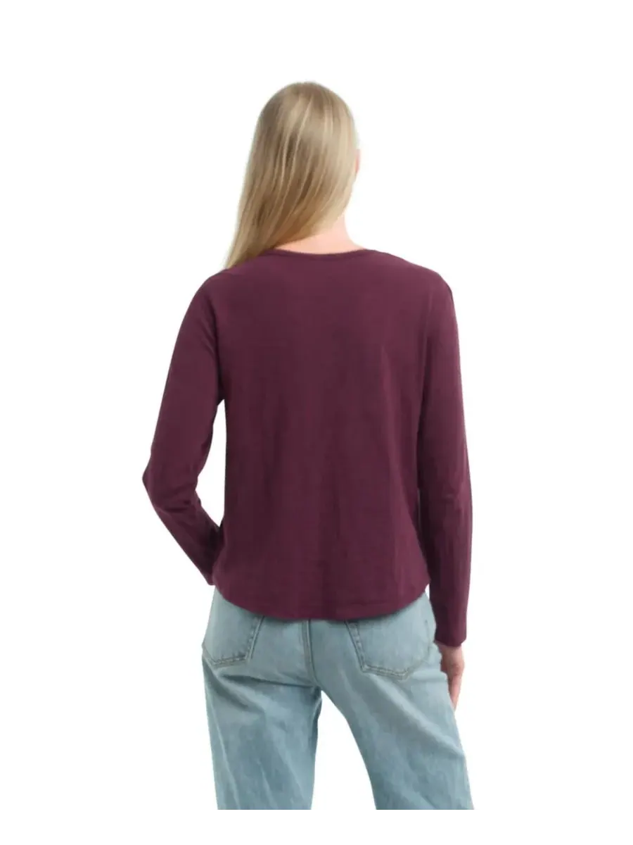 Женская футболка-поло с кружевной кокеткой WILT Clothing, темно-fig — изображение 2 из 6, фиолетовый