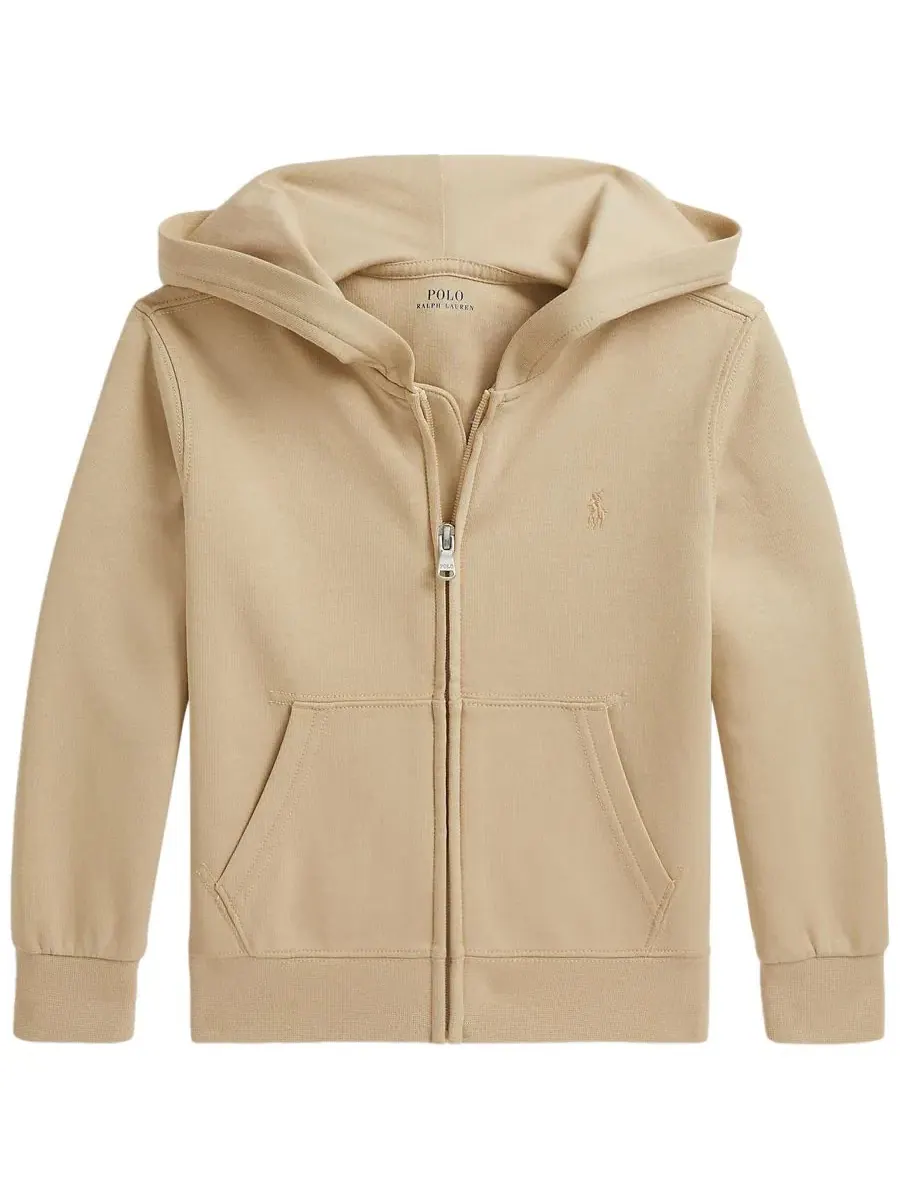 Детский худи на молнии, с капюшоном, с длинным рукавом Polo Ralph Lauren — изображение 1 из 3, кремовый