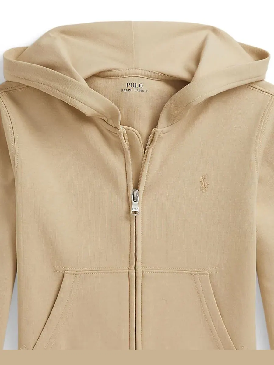 Детский худи на молнии, с капюшоном, с длинным рукавом Polo Ralph Lauren — изображение 3 из 3, кремовый