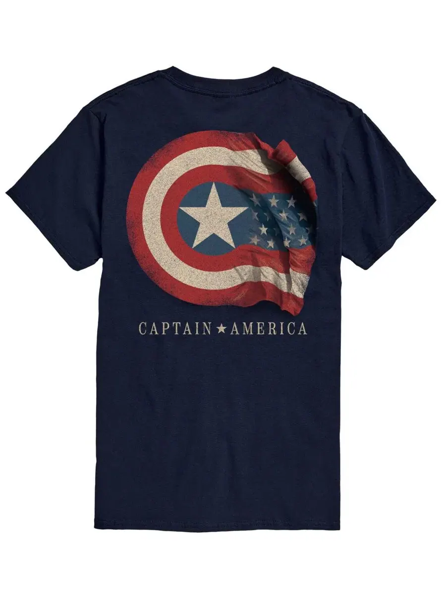 Футболка с принтом Captain America Flag AIRWAVES — изображение 2 из 3, темно-синий