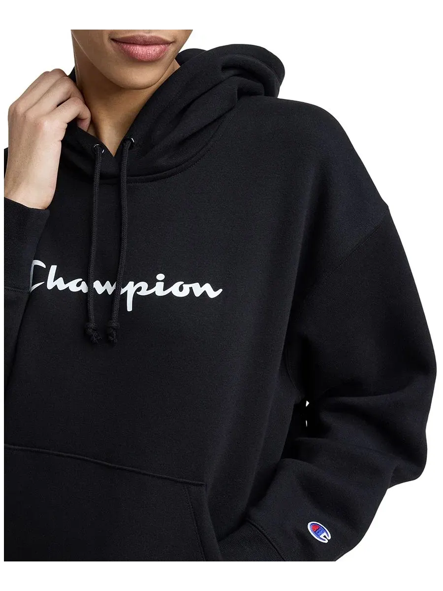 Худи с капюшоном, с принтом Champion — изображение 3 из 6, черный