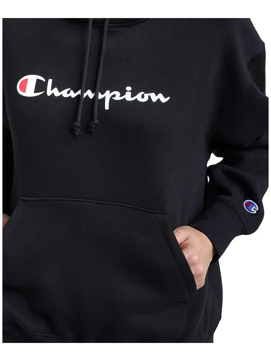 Худи с капюшоном, с принтом Champion — изображение 4 из 6, черный
