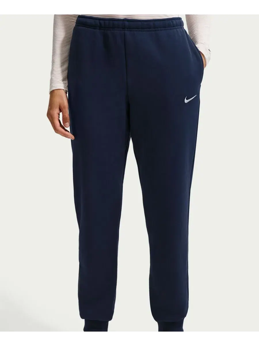 Джоггеры женские из флиса средней плотности с завышенной талией Studio Fleece Nike — изображение 1 из 5, темно-синий