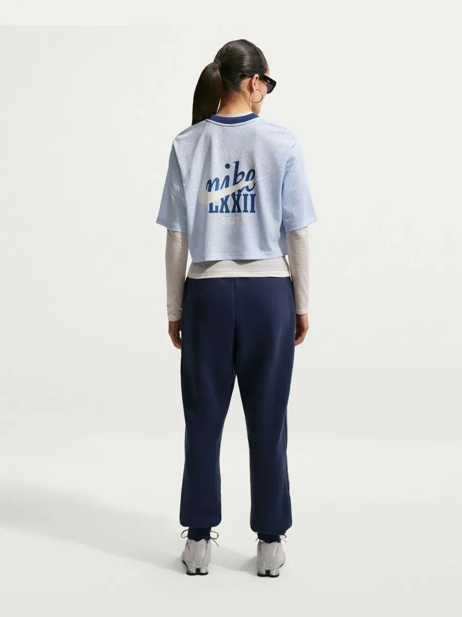 Джоггеры женские из флиса средней плотности с завышенной талией Studio Fleece Nike — изображение 5 из 5, темно-синий