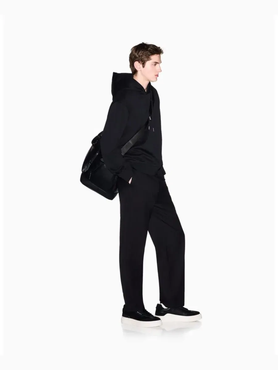 Мужская толстовка с жаккардовым принтом и логотипом A|X Armani Exchange — изображение 2 из 5, черный