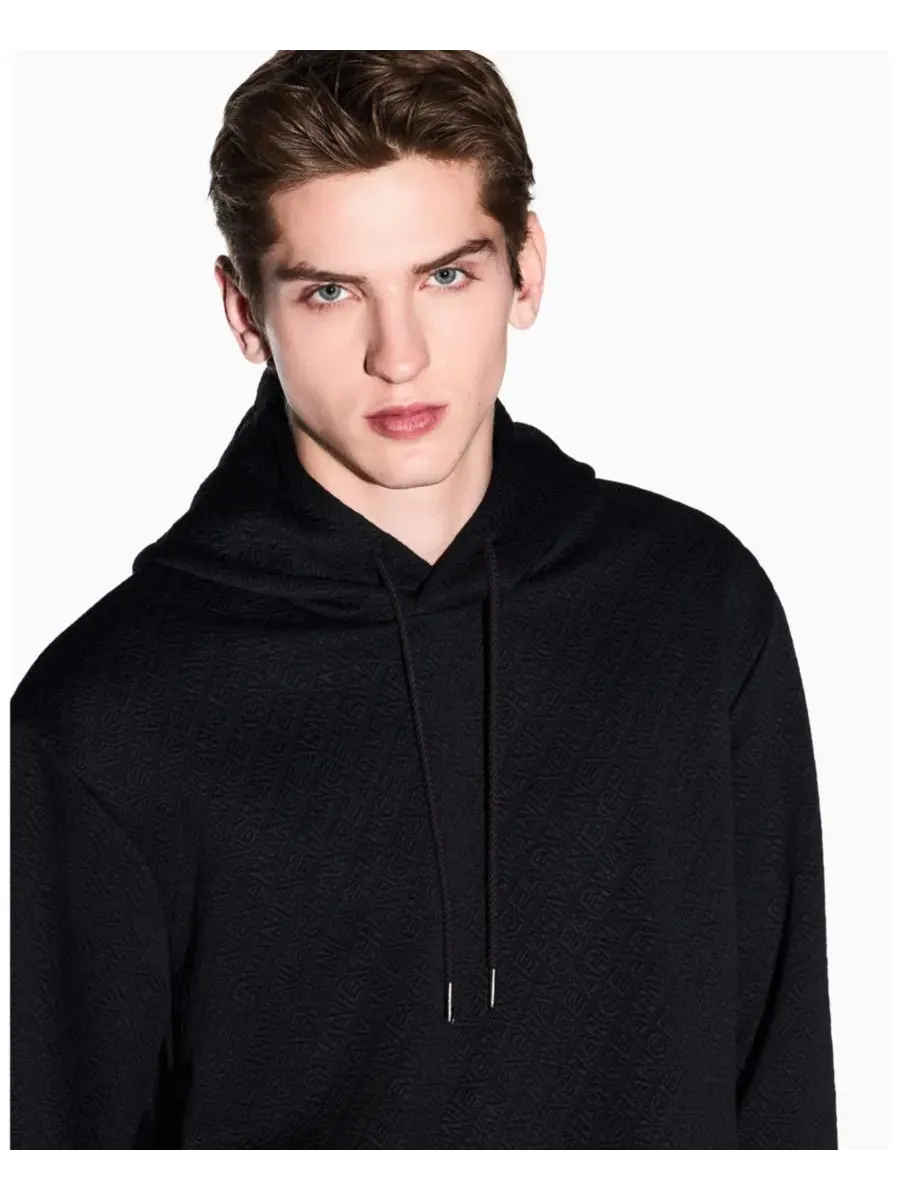 Мужская толстовка с жаккардовым принтом и логотипом A|X Armani Exchange — изображение 3 из 5, черный