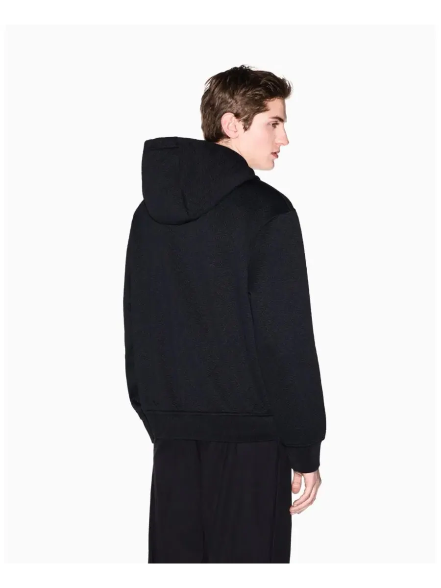 Мужская толстовка с жаккардовым принтом и логотипом A|X Armani Exchange — изображение 4 из 5, черный