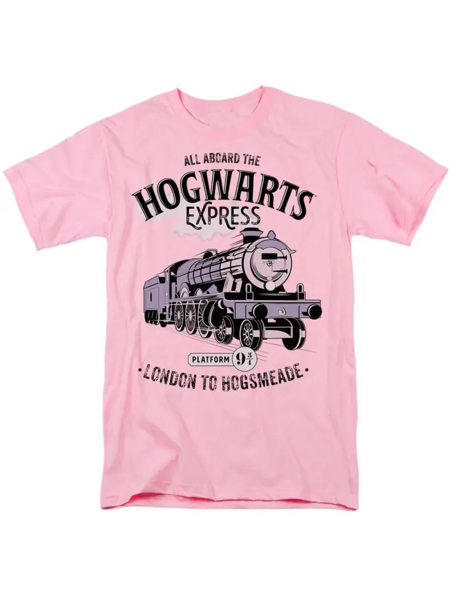 Мужская футболка «Вперед, Хогвартс-экспресс!» Harry Potter — изображение 1 из 3, розовый