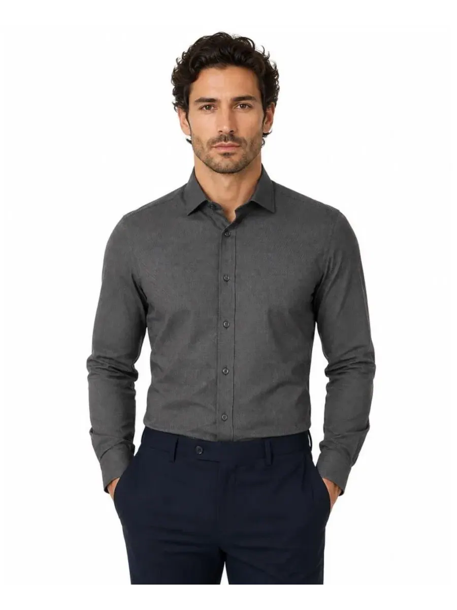 Рубашка с длинным рукавом Slim Fit Elie Balleh — изображение 1 из 5, серый