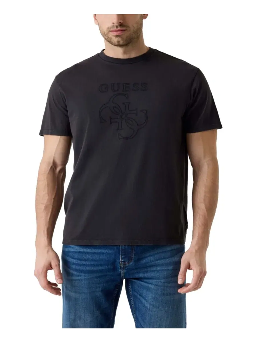Футболка с коротким рукавом и вышитым логотипом Quattro G GUESS — изображение 1 из 4, черный