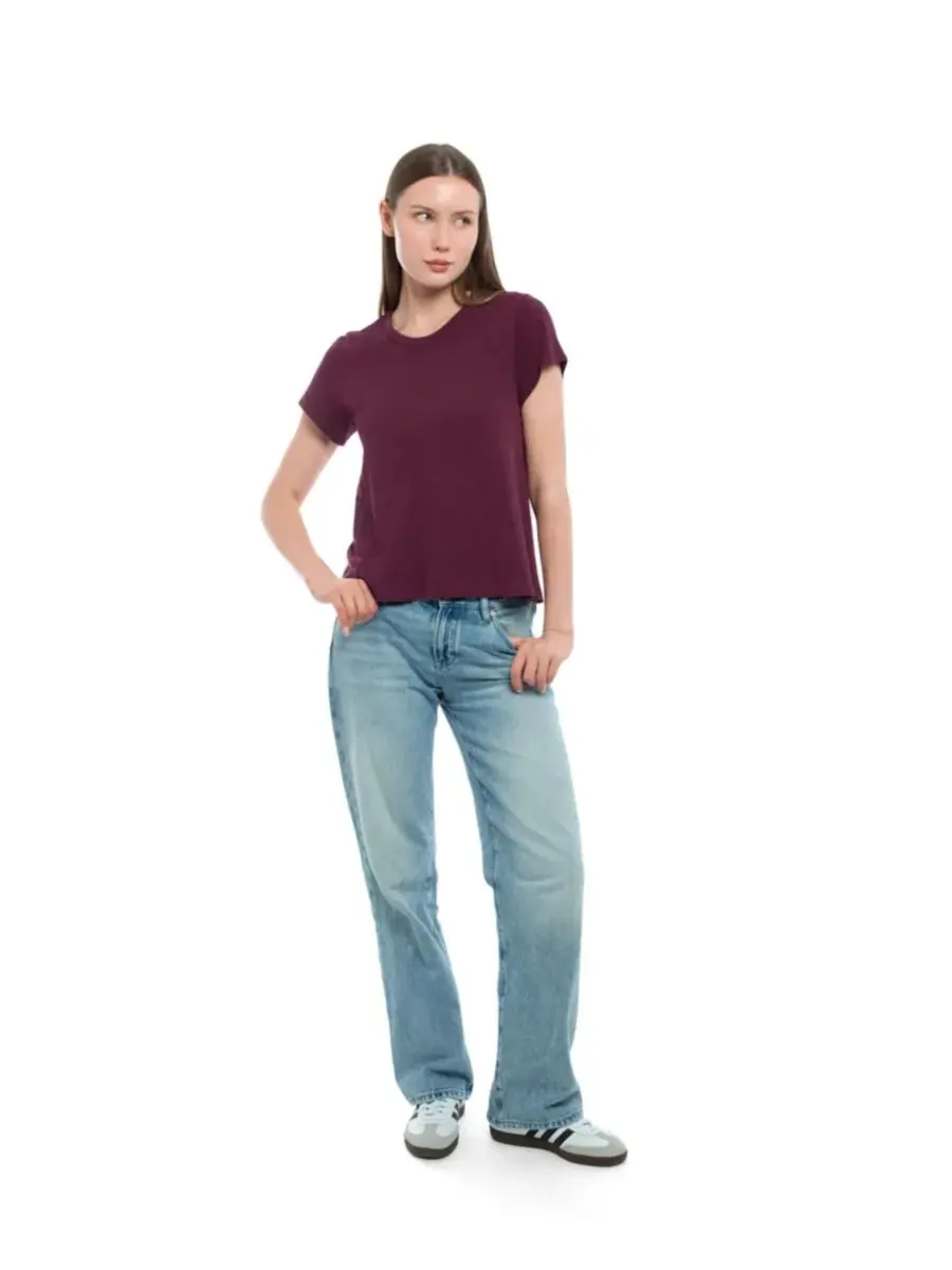 Женская детская футболка с круглым вырезом WILT Clothing, темно-fig — изображение 3 из 4, фиолетовый
