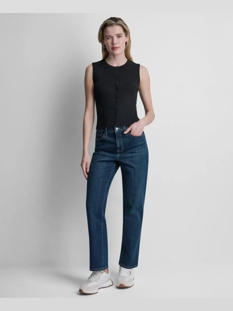 Женский безрукавный свитер с круглым вырезом, с логотипом по боку DKNY Jeans — изображение 2 из 6, черный