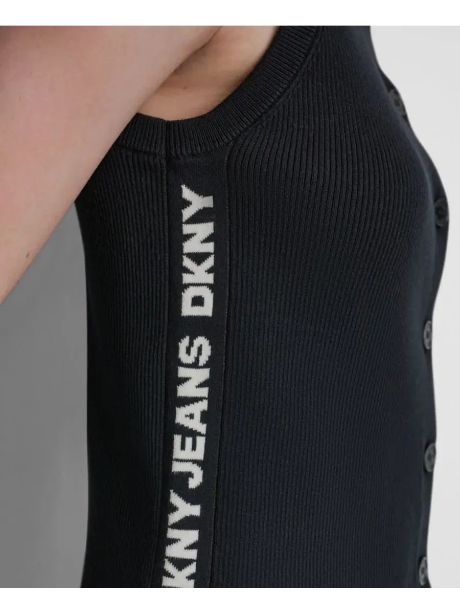 Женский безрукавный свитер с круглым вырезом, с логотипом по боку DKNY Jeans — изображение 4 из 6, черный